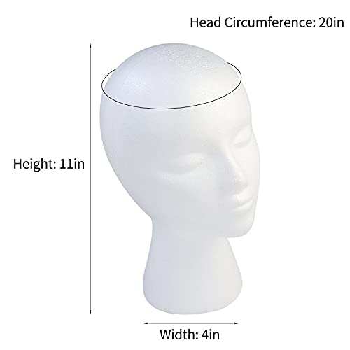 BALABALA 3 Pcs Foam Wig Head, Female Styrofoam Mannequin Hairpieces Stand Holder Cosmetics Model Head Wig Display for Style, Model, Display Hair, Hats, Hairpieces, Mask , Salon and Travel