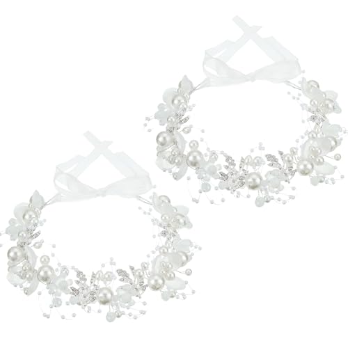 2 Pcs Flower Girl Headpiece Rhinestone Crystal Wedding Headband Bridal Flower Headband for Girls Baby Hair (Silver)