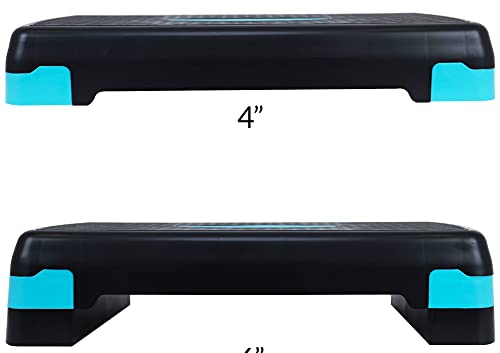 Fitvids Adjustable Workout Aerobic Stepper Step Platform Trainer, 27-Inch, Black/Blue