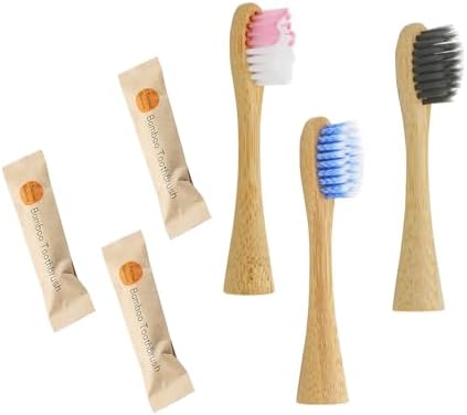Bamboo Toothbrush Heads Replacement for Lumineux/Boka Sonic Eletric Toothbursh Refill, 3 PCS