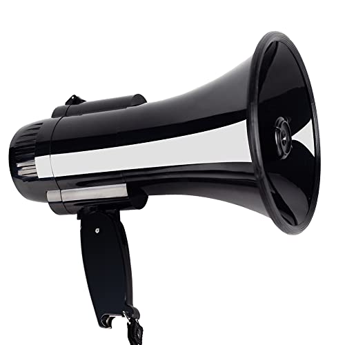 30 Watt Power Portable Megaphone Bullhorn Speaker Voice, Siren/Alarm and 240S Recording with Volume Control and Strap (Black)
