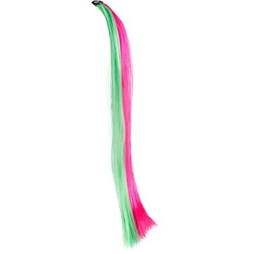 Neon Two-Tone Green & Pink Synthetic Hair Extension -15" (Pack Of 1) - Fun & Fashionable Hairstyle Accessory