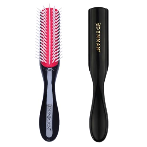 Denman Mini Curl Definer & Styler 5 Row Hairbrush for Detangling, Separating, and Defining Curls, Curly Hairbrush, Sleek Blowdrying - D14