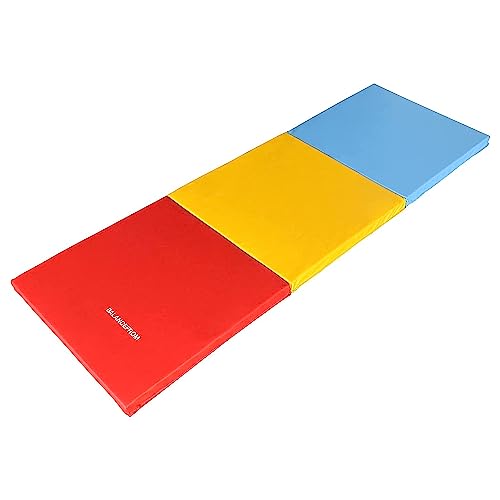BalanceFrom Folding Gymnastics Mat Home Gym Floor Tumbling Equipment, Multicolor