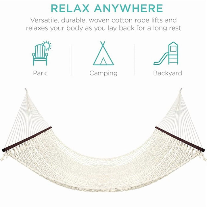 Heavy Duty Beach Hammock with Crossbars and Removable Pillow - 450 lb Capacity, Quilted Fabric Outdoor Hammock for Patio, Backyard, Poolside - Includes Chains for Easy Hanging