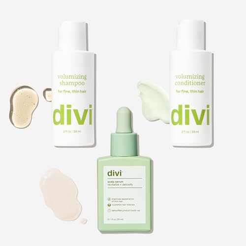 Divi Healthy Hair Goals Bundle - 30ml Hair Serum, 2 Fl Oz Volumizing Shampoo, & 2 Fl Oz Volumizing Conditioner