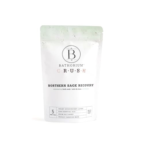 Bathorium Northern Sage Recovery Crush, Revitalizing Bath Soak, Dead Sea & Epsom Salt, Sage, Pine, Eucalyptus, pH-Balanced for Women, 5+ Baths, 21 oz