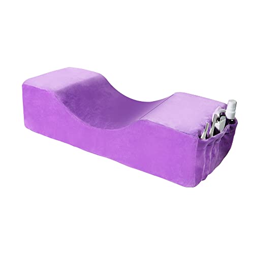 Beauty Salon Eyelash Extension Neck Pillow - Comfortable Velvet Beauty Memory Foam Pillow,to Protect The Neck When Used for Lash Extension Grafting Make Up (Purple)
