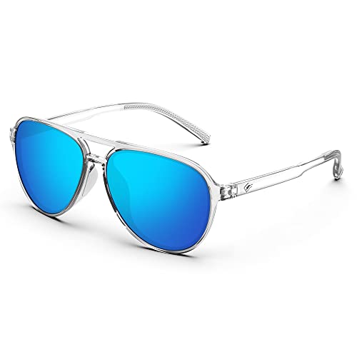 TOREGE Polarized Sunglasses For Men Women Aviator Sunglasses, Lightweight Sports Sun Glasses UV400 Protection For Driving Cycling Fishing Boating Beach Golf TR75 (Black Amber&Black&Gray Lens C3)