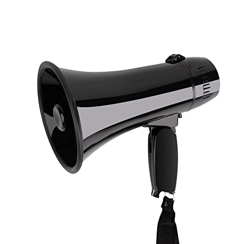 MyMealivos Portable Megaphone Bullhorn 20 Watt Power Megaphone Speaker Voice and Siren/Alarm Modes with Volume Control and Strap (Black)
