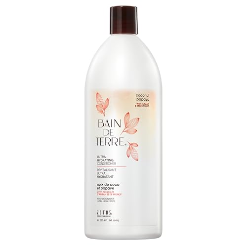 Bain de Terre Coconut Papaya Ultra Hydrating Conditioner, Moisture Quench for Dry, Damaged Hair, with Argan & Monoi Oils, Paraben-Free, Color-Safe, Vegan