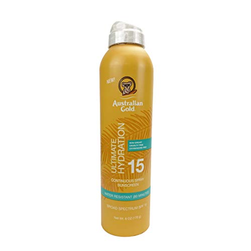Australian Gold Continuous Spray Sunscreen Spf 15, 6 Ounce, Dries Fast, Broad Spectrum, Water Resistant, Non-Greasy, Oxybenzone