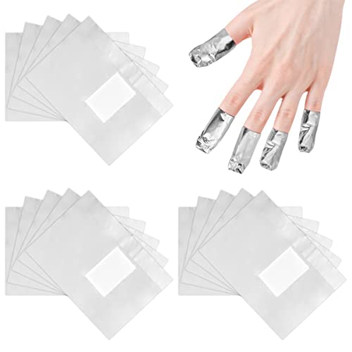 500Pcs Nail Polish Remover Gel Nail Foil Wraps Aluminium Soak Off Foils Cotton Pads Gel Nail Polish Wraps Removal Tool Kit Finger Nail Polish Remover with Lint Free Lager Cotton Pad(500PCS)