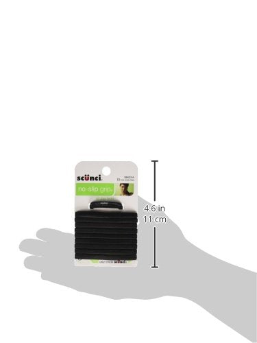 Scunci Large No Slip Elastics, Black, 10 Count (Pack of 1)