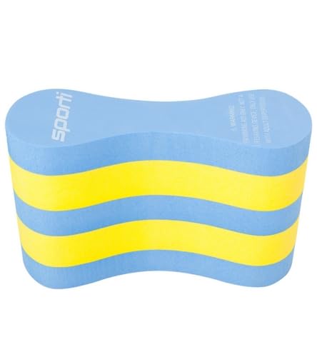 Sporti Pull Buoy for Women & Men Competitive, Swim Trainer Gears, Swim Buoy for Lap Swimming, EVA 5-Layer Pull Buoy Leg Float - Blue/Yellow/Blue