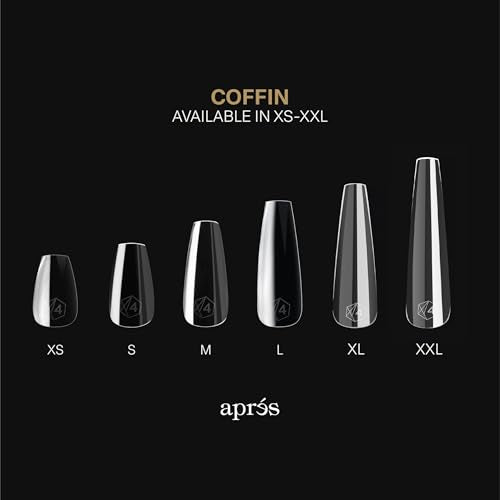 Apres Gel-X® Coffin Box of Nail Tips | 280 Gel-X Tips, Soft Tips, 14 Sizes 00-9 | Half-sizes Included (Natural Coffin Short, 280 Count)