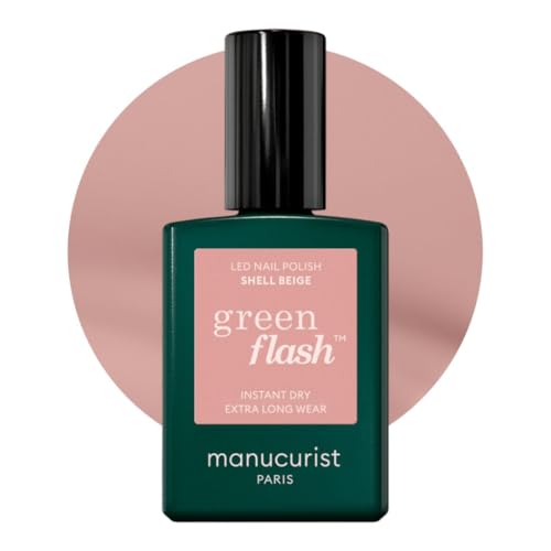 MANUCURIST • Green Flash LED Gel Nail Polish • Vegan • 12-Free, Plant-Based (60%) Gel Polish • Made in France • 0.5 fl oz (SHELL BEIGE)
