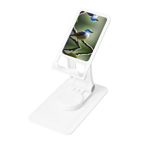 Ethereal Nightingale Bird Cell Phone Stand 360° Adjustable Desktop Phone Holder Cradle Compatible With Most Mobile Phones White