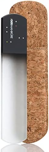 GERMANIKURE Pedicure Bar, Foot File, & Callous Remover - Black Glass with Cork Sleeve Ethically Made in Czech Republic