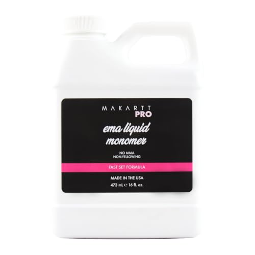 Fast Set Formula, MMA Free Professional 16oz EMA Liquid Monomer - Essential Acrylic Nail Supplies, Compatible with Kolinsky Brush & Acrylic Powder