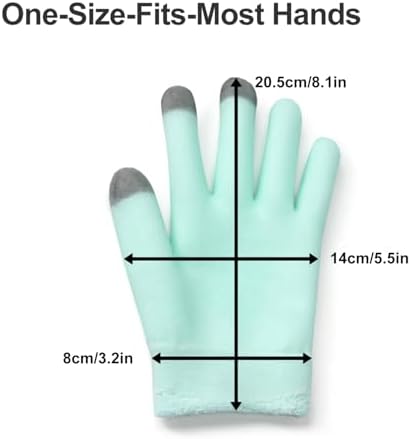 MoyRetty Touchscreen Silicone Moisturizing Gloves for Dry Hands Overnight, Reusable Hand Spa Gloves with Vitamin E & Jojoba Oil(Green)