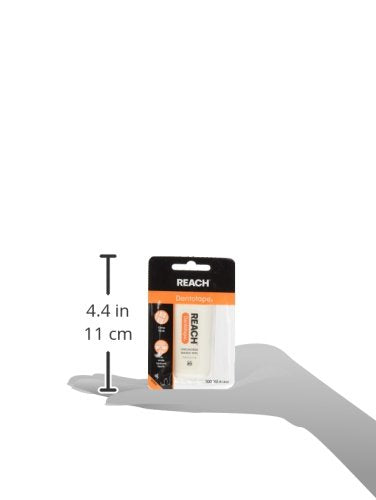 Reach Dentotape Waxed Dental Floss with Extra Wide Cleaning Surface for Large Spaces between Teeth, Unflavored, 100 Yards (Pack of 4)