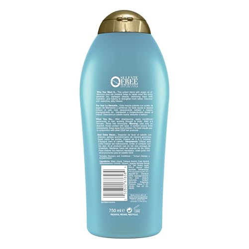 OGX Extra Strength Hydrate & Repair + Argan Oil of Morocco Conditioner for Dry, Damaged Hair, Cold-Pressed Argan Oil to Moisturize Hair, Paraben-Free, Sulfate-Free Surfactants, 25.4 Fl Oz