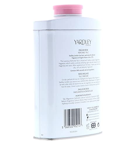 Yardley of London English Rose Perfumed Talc, 7 Oz, Made in England - NEW FORMULA