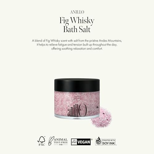 Fig Whisky Bath Salt – Aromatherapy Soak with Fig, Argan & Jojoba Oils – Deep Moisturizing & Relaxing Korean Spa Salt – 7.05 oz