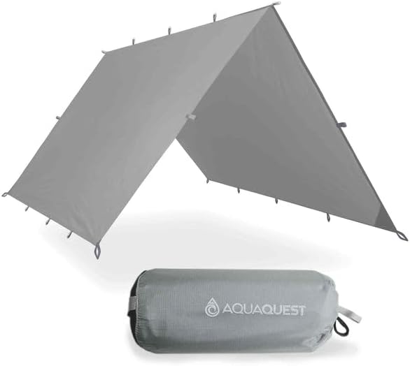 AquaQuest Safari Camping Tarp - Lightweight Durable Rain Fly - Waterproof Camping Essentials for Hiking, Backpacking & Hammock