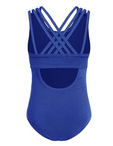 Arshiner Dance Leotard for Girls Crisscross Straps Sleeveless Camisole Ballet Leotard,Royal Blue,6-7 Years
