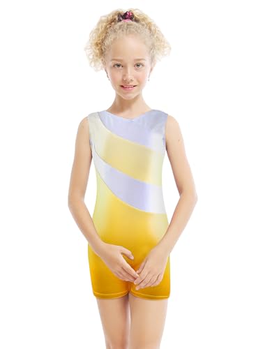 DAXIANG Leotard Gymnastics Girls Leotard Gymnastics Yellow 100