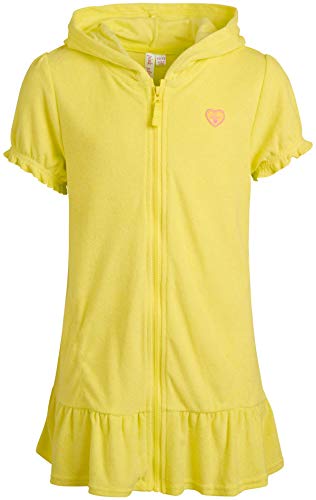 Pink Platinum Girls' Hooded Terry Swim Cover Up, Lemon, 14/16