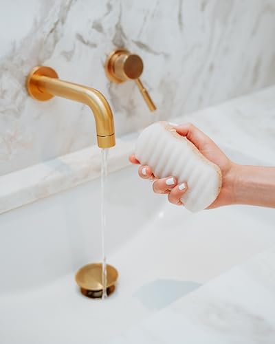 Bathorium Konjac Walnut Shell Body Sponge, Gently Cleanses Skin, Ideal for Daily Use, Made with Hand-Harvested Asian Konjac Root, Softens & Revitalizes, 1 Sponge