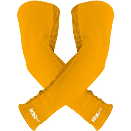 Nxtrnd Air-TEK Arm Sleeves, Breathable Football Arm Sleeves, Compression Arm Sleeves for Men, Sold as a Pair (Medium, Yellow)