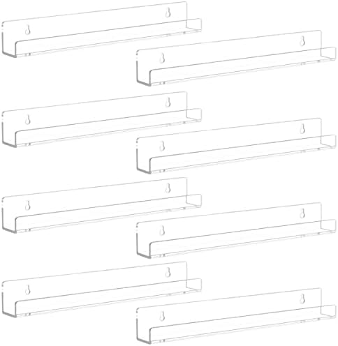 8 Pack Wall Mounted Shelf,Clear Acrylic Nail Polish Organizer Display, Wall Rack Nail Supplies for Nail Techs