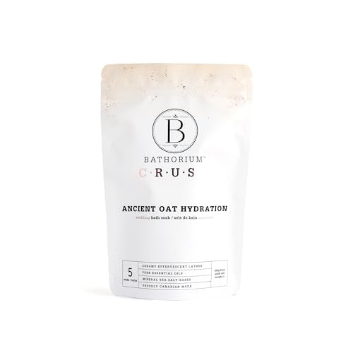 Bathorium Ancient Oat Hydration Crush, Mineral Sea Salt Bath Soak, Skin-Soothing Colloidal Oats, Light Floral Fragrance, pH-Balanced, Approximately 5 Soaks, 21 oz