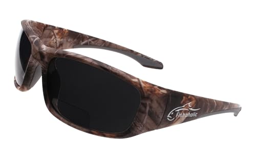 Fishoholic BiFocal - x1.5 x2.0 x2.5 (Reader) - Polarized Bi-Focal Fishing Sunglasses - UV400 Great Fishing Gift for Father Dad (x1.5-GB-AMB)