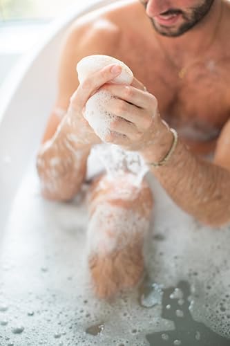 Bathorium Konjac Walnut Shell Body Sponge, Gently Cleanses Skin, Ideal for Daily Use, Made with Hand-Harvested Asian Konjac Root, Softens & Revitalizes, 1 Sponge