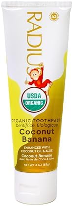 Radius USDA Kids Organic Toothpaste, Coconut Banana, 3 Oz (Pack of 1)