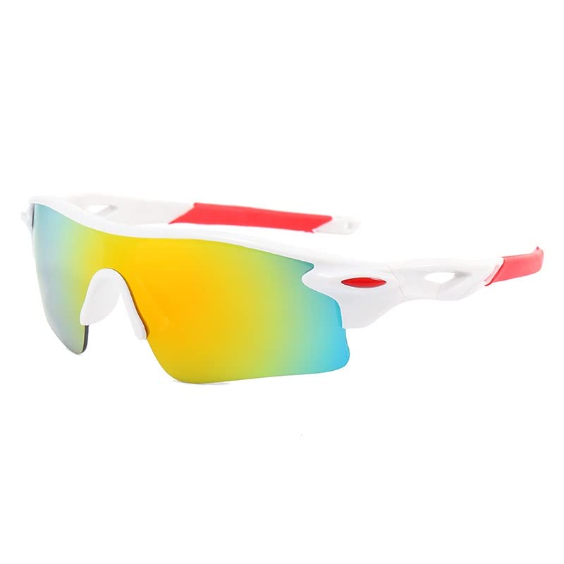 swanoble UV400 2 Sports Sunglasses for Kids Cycling,Light frame Sunglasses for Boys Girls,Youth Softball Baseball Golf (White Red+ Red)