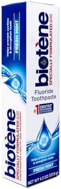Biotene Fluoride Toothpaste for Dry Mouth Symptoms, Bad Breath Treatment and Cavity Prevention, Fresh Mint - 4.3 oz (Pack of 5)