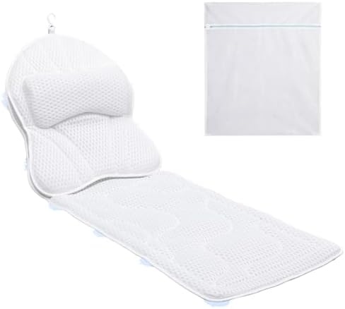 Luxury Spa Bath Pillow, Thick Full Body Cushion with Laundry Bag, Non-Slip Memory Foam for Head, Neck, Back Support, Ideal Women's Soaking Tub Gift
