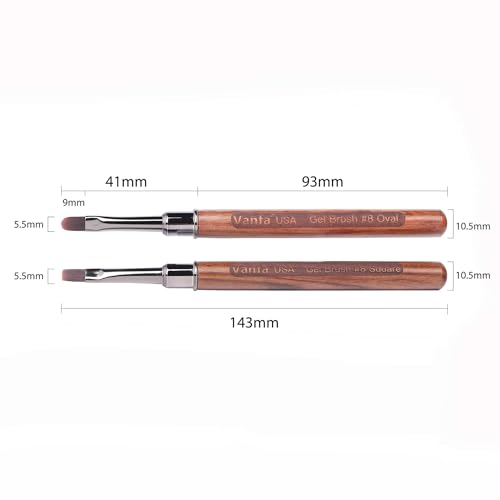 Gel Nail Brush set for Builder Gel, Polygel, HardGel, Nail Painting (1 Oval + 1 Square) #79038
