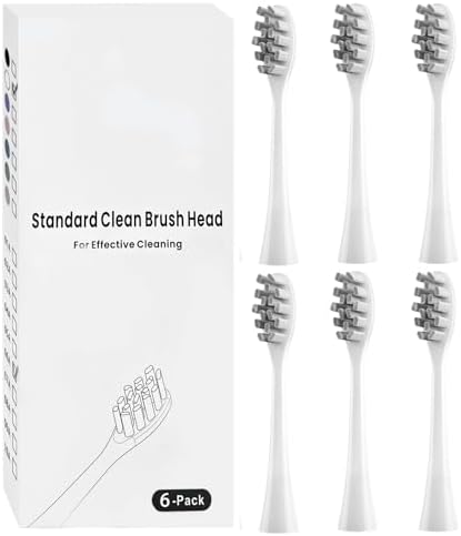 6 Pack Replacement Brush Heads Compatible with Oclean Electric Toothbrush Heads for Oclean Spark, Flow, X Pro, X Pro Elite, X Pro Digital, X Lite, X10, X Ultra, Air2, F1 (White)