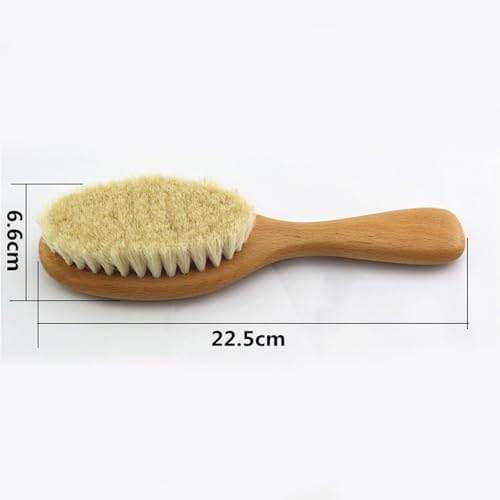 8.86” Short Handle Dry Bath Body Brush Scrubber, Wood Handle Natural Soft Wool Bristles Bath & Shower Brush.