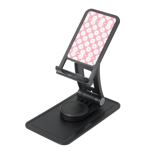Camellia Pattern Cell Phone Stand 360° Adjustable Foldable Desktop Phone Holder Cradle Compatible with Most Mobile Phones Black