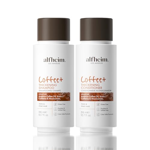 Caffeine Shampoo and Conditioner Set | Strengthens Hair & Supports Scalp Health | Biotin & Niacinamide for Thicker, Fuller Hair | Sulfate-Free for Oily Scalp & Thinning Hair | 10.7 oz Each