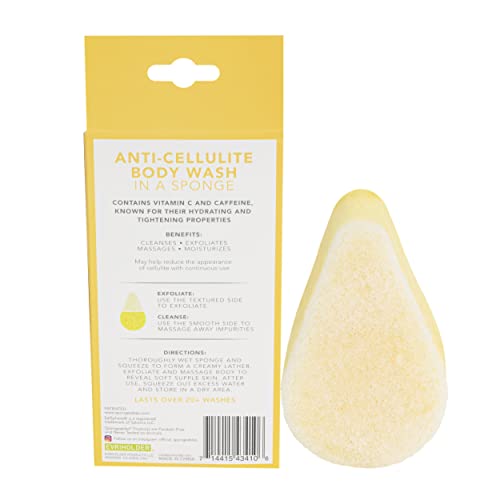 Spongeables Anti Cellulite Body Wash in a 20+ Wash Sponge, Citrus, 3 Count