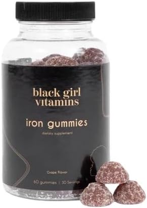 Black Girl Vitamins - Iron Gummies (20 mg), Supports Iron Deficiency & Anemia, Gluten-Free, Gelatin Free, Made in The USA (Grape, 60 Count) 30 Day Supply